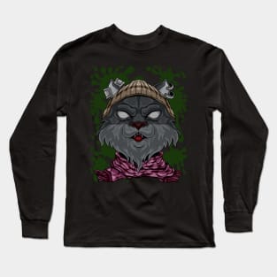 fashion cat street art Long Sleeve T-Shirt